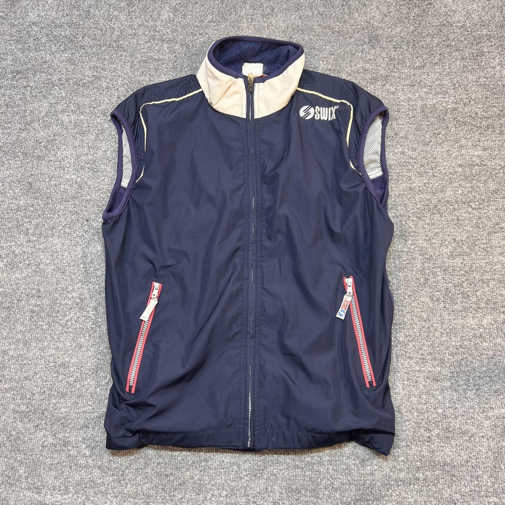 Swix Men's Large Air Mesh Back Technical Vest Blue Full Zip